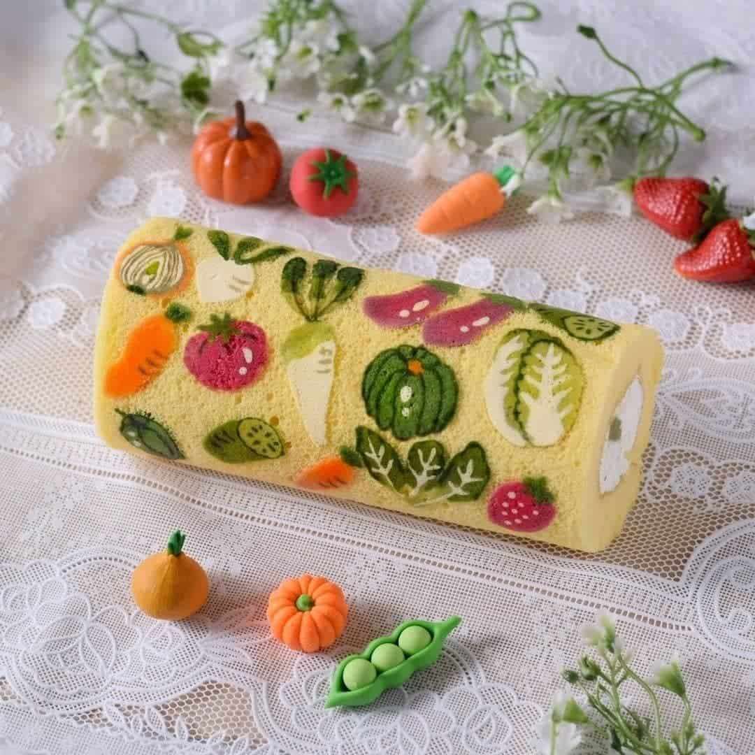 Hand-Painted Deco Roll Cake Designs by Matsu Sawai
