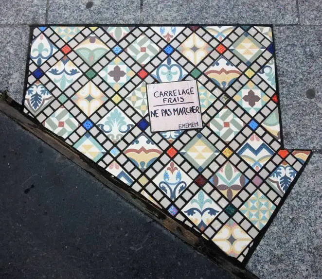 French Artist Turns Cracks in Pavements into Colorful Mosaics