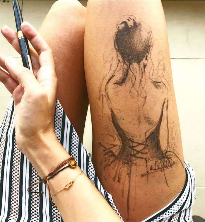 Thighs as Canvas for Tattoo-like Drawings by Charismatic Randa Haddadin