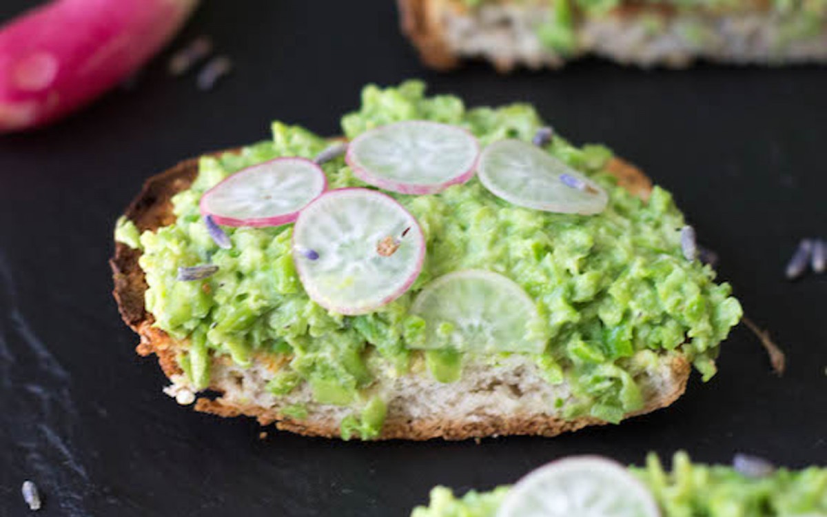 Spring Pea Toasts with Radishes