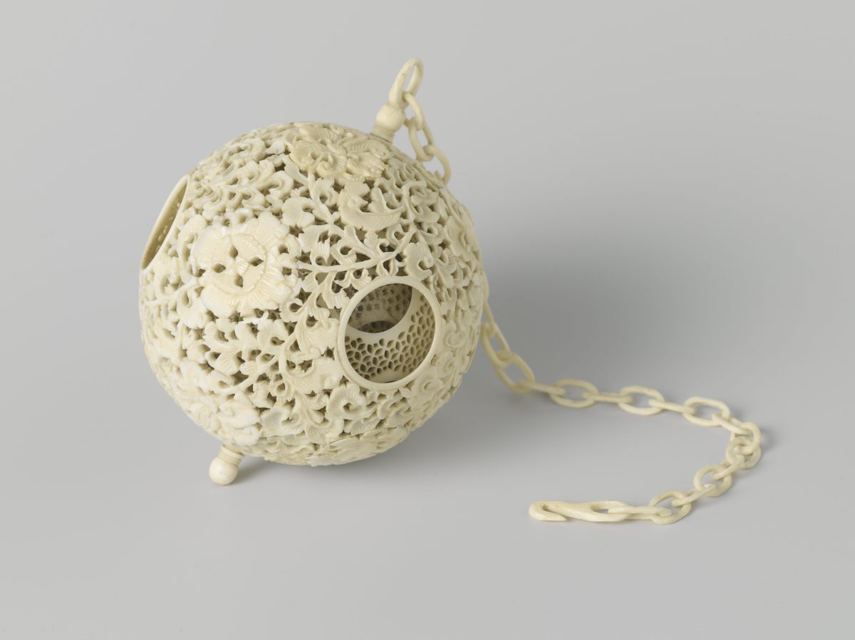 This 18th-century ivory ball contains eight smaller spheres.