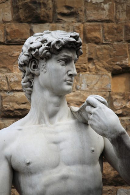 Statue of David carved by Michelangelo in Piazza della Signoria of Florence, Italy